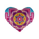 Kali Yantra Inverted Rainbow Standard 16  Premium Flano Heart Shape Cushions Front