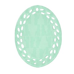 Line Blue Chevron Oval Filigree Ornament (two Sides)