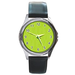 Line Green Round Metal Watch