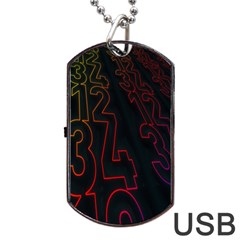 Neon Number Dog Tag Usb Flash (one Side) by Mariart