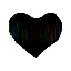 Line Rain Rainbow Light Stripes Lines Flow Standard 16  Premium Heart Shape Cushions