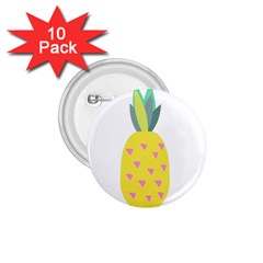 Pineapple Fruite Yellow Triangle Pink 1 75  Buttons (10 Pack)