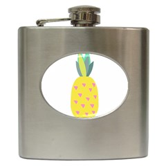 Pineapple Fruite Yellow Triangle Pink Hip Flask (6 Oz)