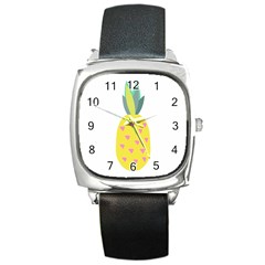 Pineapple Fruite Yellow Triangle Pink Square Metal Watch
