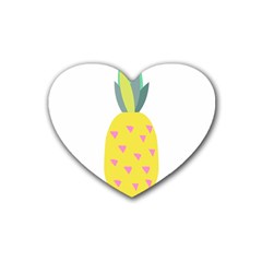 Pineapple Fruite Yellow Triangle Pink Rubber Coaster (heart) 