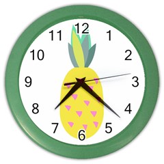 Pineapple Fruite Yellow Triangle Pink Color Wall Clocks