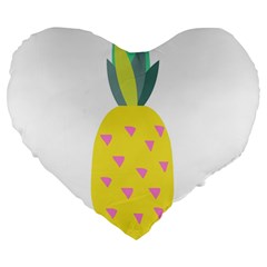 Pineapple Fruite Yellow Triangle Pink Large 19  Premium Heart Shape Cushions by Mariart