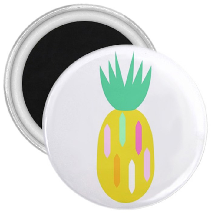 Pineapple Fruite Yellow Triangle Pink White 3  Magnets