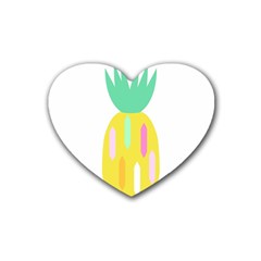 Pineapple Fruite Yellow Triangle Pink White Rubber Coaster (heart)  by Mariart