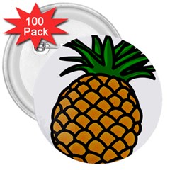Pineapple Fruite Yellow Green Orange 3  Buttons (100 Pack) 