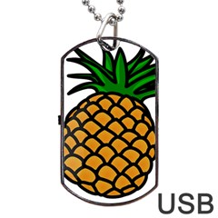 Pineapple Fruite Yellow Green Orange Dog Tag Usb Flash (two Sides) by Mariart