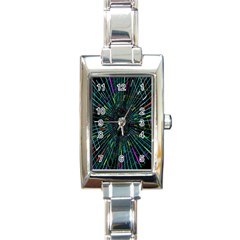 Colorful Geometric Electrical Line Block Grid Zooming Movement Rectangle Italian Charm Watch by Mariart