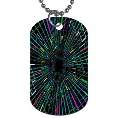 Colorful Geometric Electrical Line Block Grid Zooming Movement Dog Tag (one Side) by Mariart