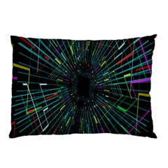 Colorful Geometric Electrical Line Block Grid Zooming Movement Pillow Case by Mariart