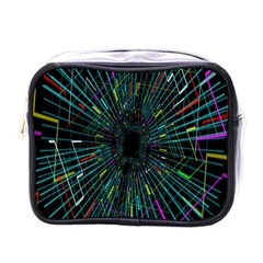 Colorful Geometric Electrical Line Block Grid Zooming Movement Mini Toiletries Bags by Mariart