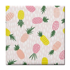 Pineapple Rainbow Fruite Pink Yellow Green Polka Dots Tile Coasters by Mariart