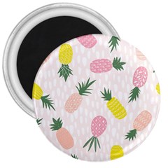 Pineapple Rainbow Fruite Pink Yellow Green Polka Dots 3  Magnets
