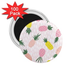 Pineapple Rainbow Fruite Pink Yellow Green Polka Dots 2 25  Magnets (100 Pack)  by Mariart