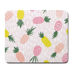 Pineapple Rainbow Fruite Pink Yellow Green Polka Dots Large Mousepads by Mariart