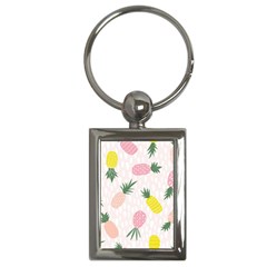 Pineapple Rainbow Fruite Pink Yellow Green Polka Dots Key Chains (rectangle) 