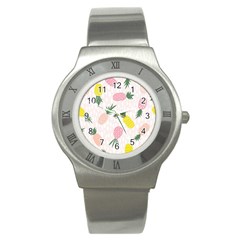 Pineapple Rainbow Fruite Pink Yellow Green Polka Dots Stainless Steel Watch