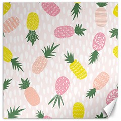 Pineapple Rainbow Fruite Pink Yellow Green Polka Dots Canvas 20  X 20  