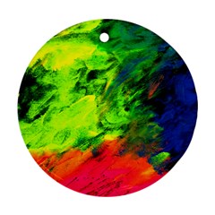 Neon Rainbow Green Pink Blue Red Painting Ornament (round)