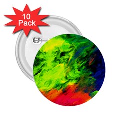 Neon Rainbow Green Pink Blue Red Painting 2 25  Buttons (10 Pack) 