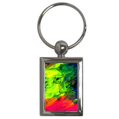 Neon Rainbow Green Pink Blue Red Painting Key Chains (rectangle)  by Mariart