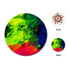 Neon Rainbow Green Pink Blue Red Painting Playing Cards (round) 