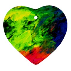 Neon Rainbow Green Pink Blue Red Painting Heart Ornament (two Sides)