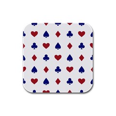 Playing Cards Hearts Diamonds Rubber Square Coaster (4 Pack) 
