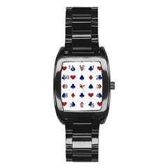 Playing Cards Hearts Diamonds Stainless Steel Barrel Watch by Mariart