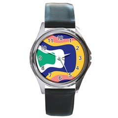 Rainbow Pink Yellow Bluw Green Rainbow Round Metal Watch