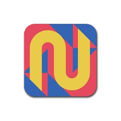 Rainbow Sign Yellow Red Blue Retro Rubber Coaster (square) 