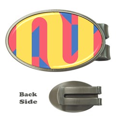 Rainbow Sign Yellow Red Blue Retro Money Clips (oval)  by Mariart