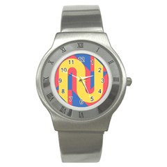 Rainbow Sign Yellow Red Blue Retro Stainless Steel Watch