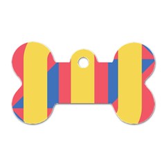 Rainbow Sign Yellow Red Blue Retro Dog Tag Bone (one Side) by Mariart