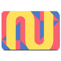 Rainbow Sign Yellow Red Blue Retro Large Doormat  by Mariart