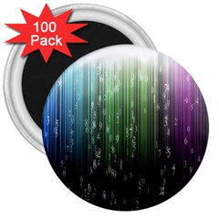 Numerical Animation Random Stripes Rainbow Space 3  Magnets (100 Pack)