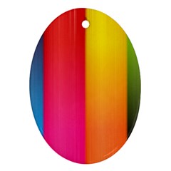 Rainbow Stripes Vertical Lines Colorful Blue Pink Orange Green Ornament (oval) by Mariart