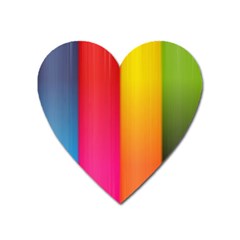 Rainbow Stripes Vertical Lines Colorful Blue Pink Orange Green Heart Magnet by Mariart