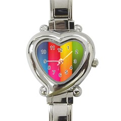 Rainbow Stripes Vertical Lines Colorful Blue Pink Orange Green Heart Italian Charm Watch