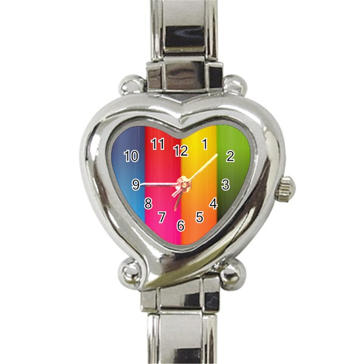 Rainbow Stripes Vertical Lines Colorful Blue Pink Orange Green Heart Italian Charm Watch