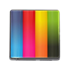 Rainbow Stripes Vertical Lines Colorful Blue Pink Orange Green Memory Card Reader (square)