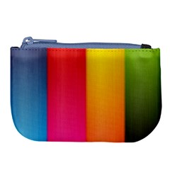 Rainbow Stripes Vertical Lines Colorful Blue Pink Orange Green Large Coin Purse