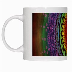 Rainbow Mandala Circle White Mugs