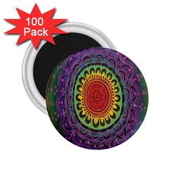 Rainbow Mandala Circle 2 25  Magnets (100 Pack) 