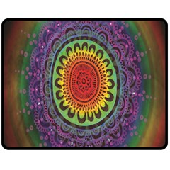 Rainbow Mandala Circle Double Sided Fleece Blanket (medium)  by Mariart