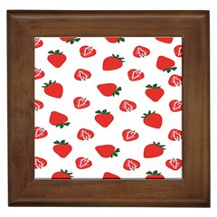 Red Fruit Strawberry Pattern Framed Tiles by Mariart